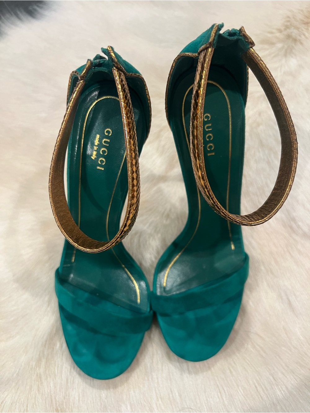 GUCCI Snakeskin Suede Sandals, size 8 (38) - Picture 2 of 3